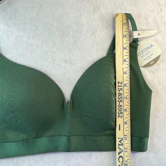 Arizona Body Cotton Wire Free T Shirt Bra Green Womens Size 36C Padded NEW! - Picture 11 of 11